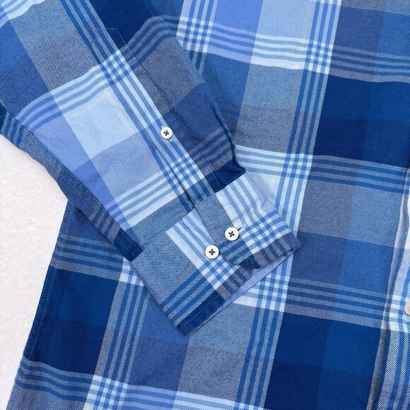 Southern Tide Button Up Shirt Men Size Medium Blue Plaid Classic Fit Casual Knit - Picture 4 of 10
